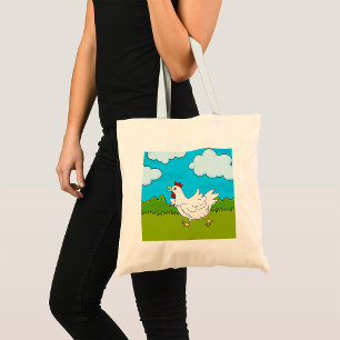 Chicken Running In A Field Tote Bag