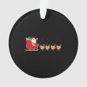 Chicken Santa Christmas Sleigh - Funny Chicken Ornament