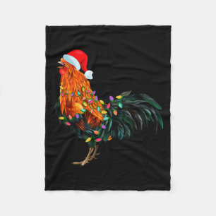 Chicken Santa Christmas Tree Funny Chicken Lover C Fleece Blanket