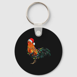 Chicken Santa Christmas Tree Funny Chicken Lover C Keychain