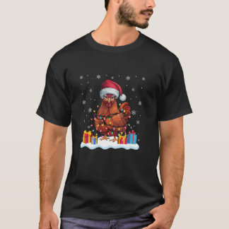 Chicken Santa Hat Christmas Tree Light Xmas Pajama T-Shirt