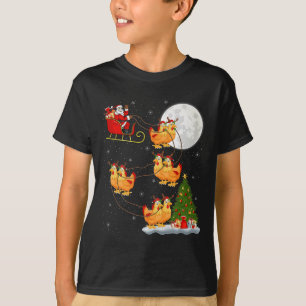 Chicken Santa Sleigh Flying Funny Magical Christma T-Shirt