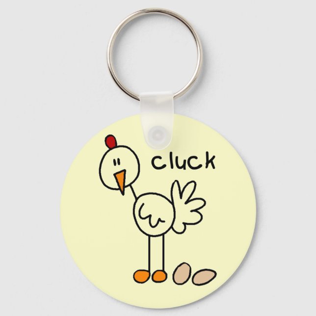 Chicken Says Cluck Tshirts and Gifts Keychain (Front)