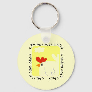 Chicken Says Cluck Tshirts and Gifts Keychain