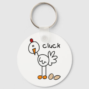 Chicken Says Cluck Tshirts and Gifts Keychain