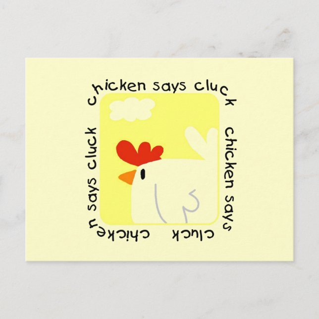 Chicken Says Cluck Tshirts and Gifts Postcard (Front)