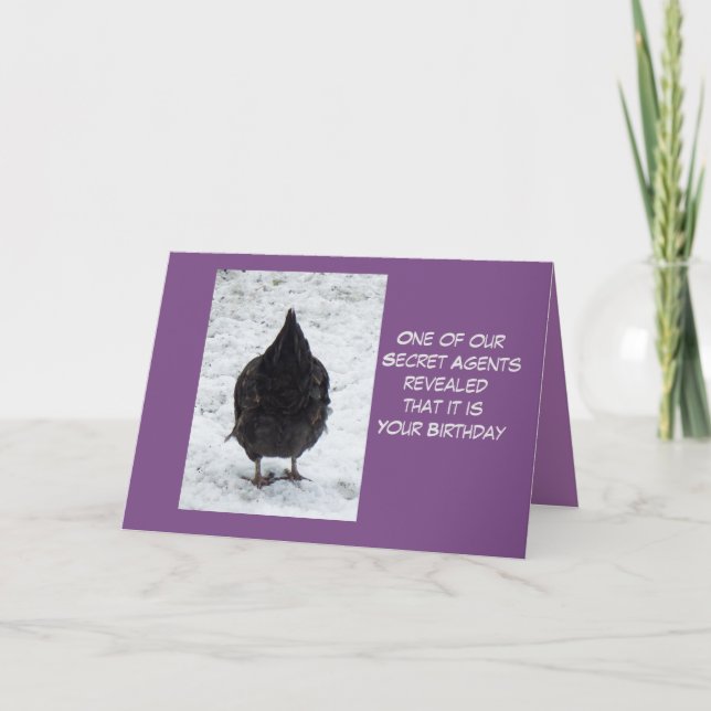 Chicken secret agent Birthday card (Front)