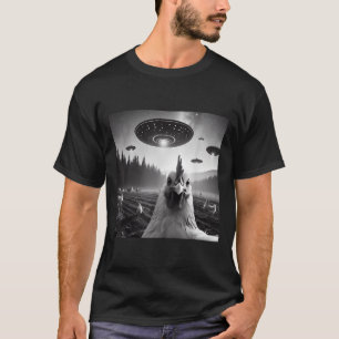 Chicken Selfie With Alien Ufo Tee Funny Gifts Men 
