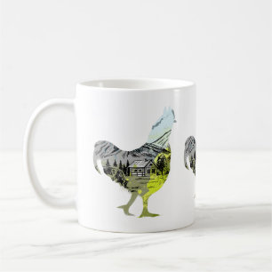 chicken silhouette with Farm Design Inside Coffee Mug