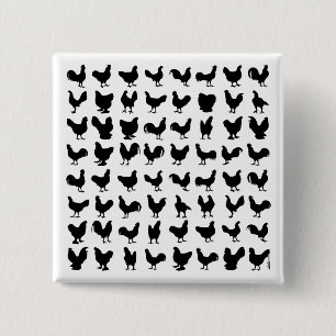 Chicken Silhouettes 2 Inch Square Button