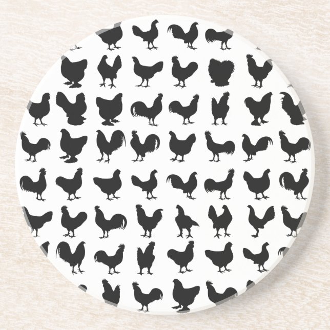 Chicken Silhouettes Coaster (Front)
