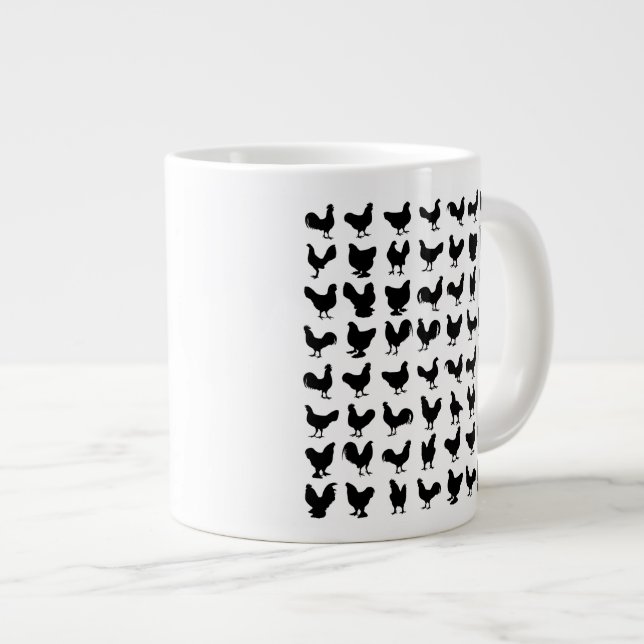Chicken Silhouettes Large Coffee Mug (Front Right)