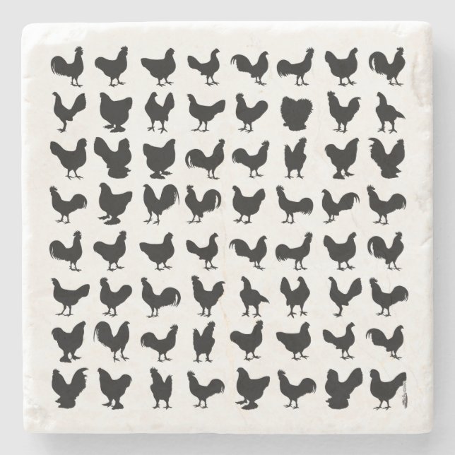 Chicken Silhouettes Stone Coaster (Front)