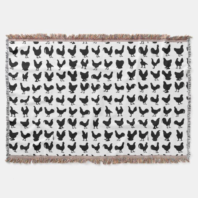 Chicken Silhouettes Throw Blanket (Front)