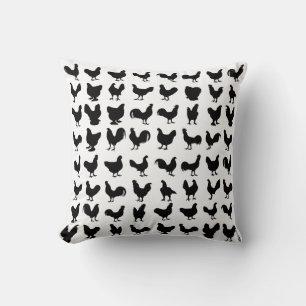 Chicken Silhouettes Throw Pillow
