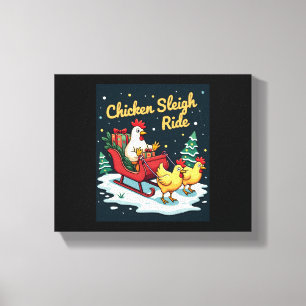 Chicken Sleigh Ride Canvas Print