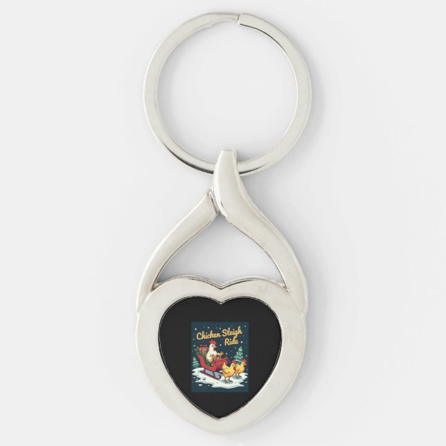 Chicken Sleigh Ride Keychain (Front)