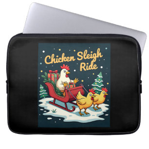 Chicken Sleigh Ride Laptop Sleeve