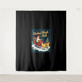 Chicken Sleigh Ride Tapestry