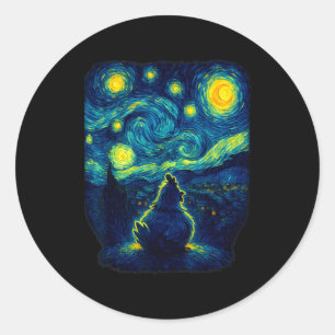 Chicken Starry Funny Night Van Gogh Farm Lover Gir Classic Round Sticker
