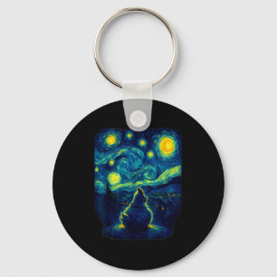 Chicken Starry Funny Night Van Gogh Farm Lover Gir Keychain