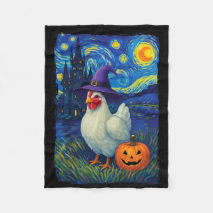 Chicken Starry Night Halloween Poultry Farmer Fleece Blanket