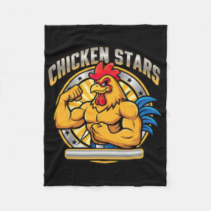 Chicken Stars Strong Wrestling Brawler Rooster Mas Fleece Blanket
