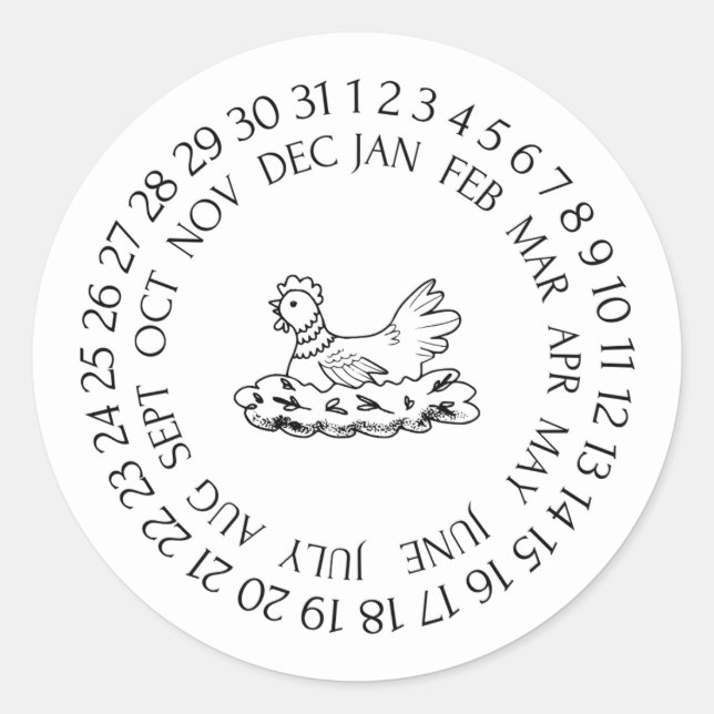 Chicken Stickers, Egg Lay Stickers, Laid on Date Classic Round Sticker (Front)
