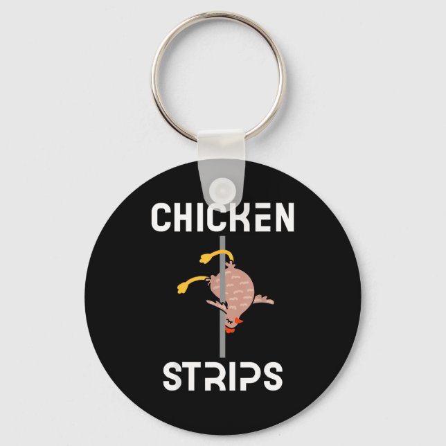 Chicken strips funny dancing chicken bbq barbeque keychain (Front)