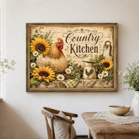 Chicken Sunflowers Country Farmhouse Kitchen