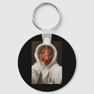 Chicken Taking A Selfie In A White Throbe Funny Th Keychain