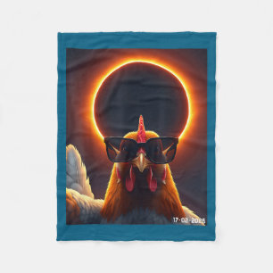 Chicken Taking Selfie Solar 2026 Eclipse Wearing G Fleece Blanket