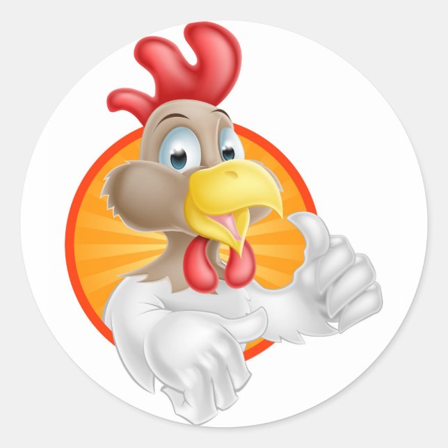 Chicken Thumbs Up Design Classic Round Sticker (Front)