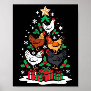 Chicken Tree Christmas Chicken Lover Xmas Squad Me Poster