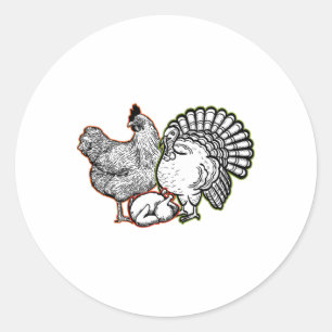 Chicken Turkey Thanksgiving Day Funny Animal Fall  Classic Round Sticker