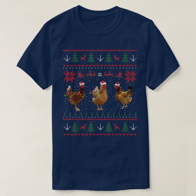 Chicken Ugly Christmas Sweater Funny Chicken Xmas  (Design Front)
