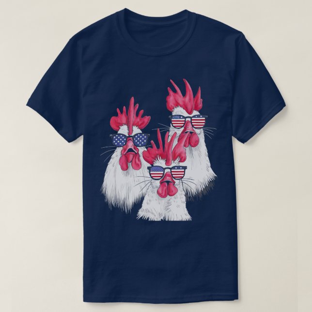 Chicken USA Flag Funny Chicken Lovers Mom Dad 4th  T-Shirt (Design Front)