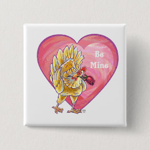 Chicken Valentine's Day 2 Inch Square Button