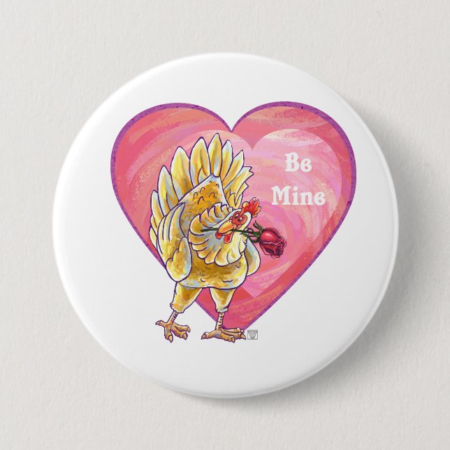 Chicken Valentine's Day 3 Inch Round Button (Front)