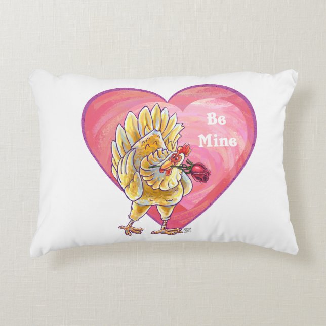 Chicken Valentine's Day Accent Pillow (Front)