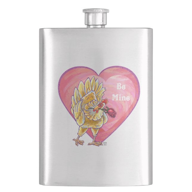 Chicken Valentine's Day Hip Flask (Front)