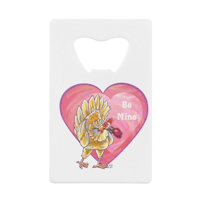 Chicken Valentine's Day Wallet Bottle Opener (Front)