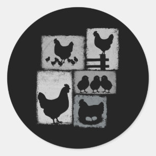 Chicken Vintage Collage Chickens Lover Farmer Classic Round Sticker
