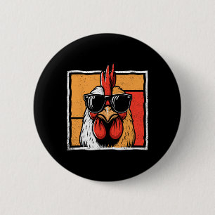 Chicken Vintage Funny Rooster Farmer Chickens Fath 2 Inch Round Button