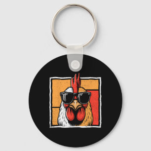 Chicken Vintage Funny Rooster Farmer Chickens Fath Keychain