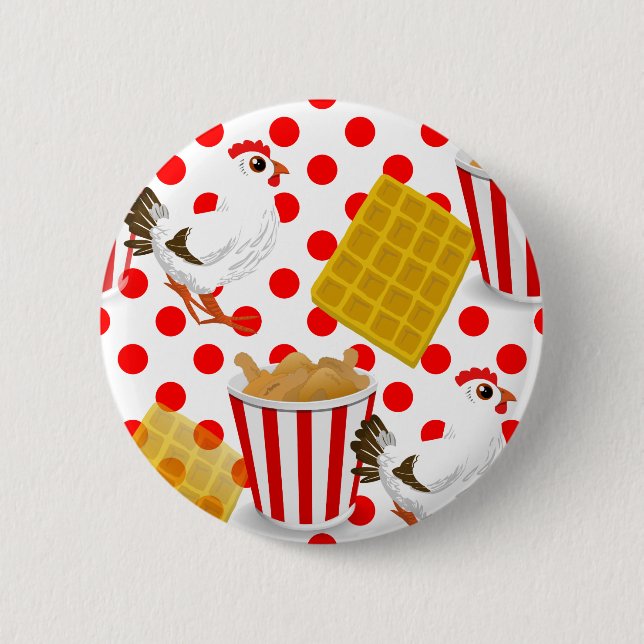 chicken waffles 2 inch round button (Front)