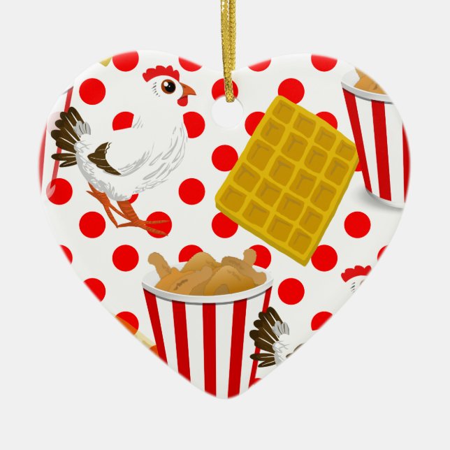 chicken waffles ceramic ornament (Front)