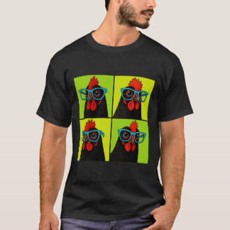 Chicken Wearing Blue Gles Funny Farm Bird T-Shirt