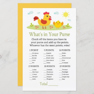 Chicken What's in your purse game baby shower