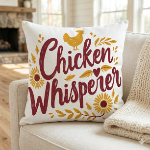 Chicken Whisperer Rustic Farmhouse Cottagecore Throw Pillow
